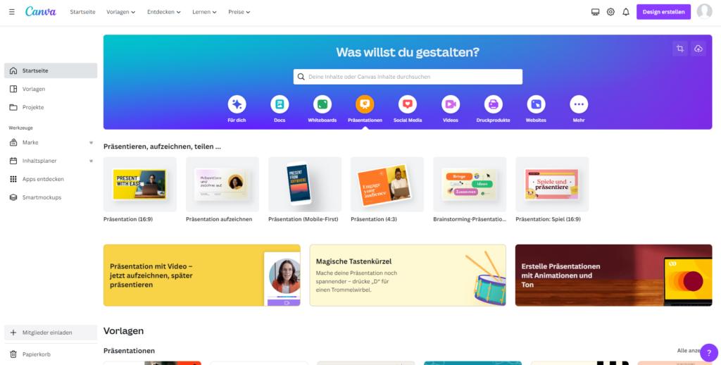 Canva, Grafik Tool für Verkaufspräsentationen & mehr
