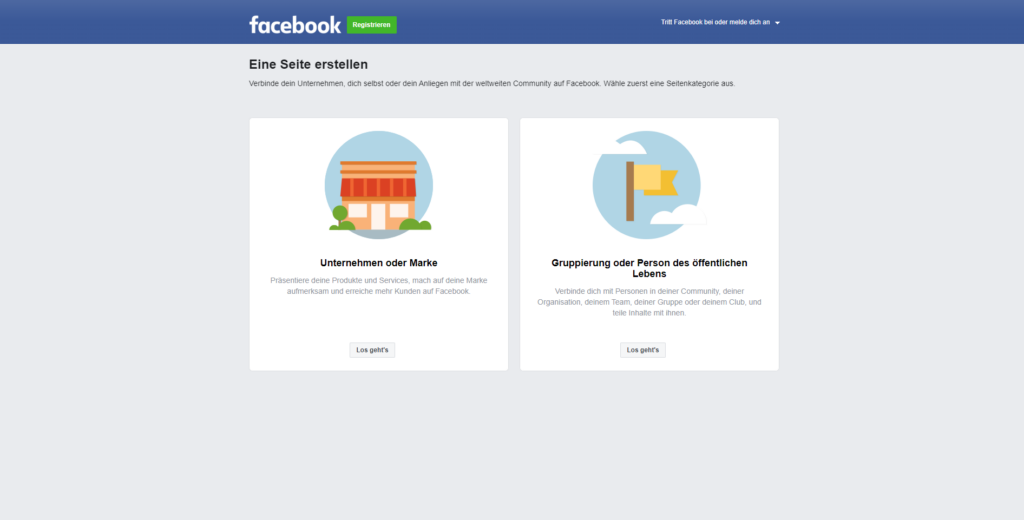 Facebook - Seite erstellen