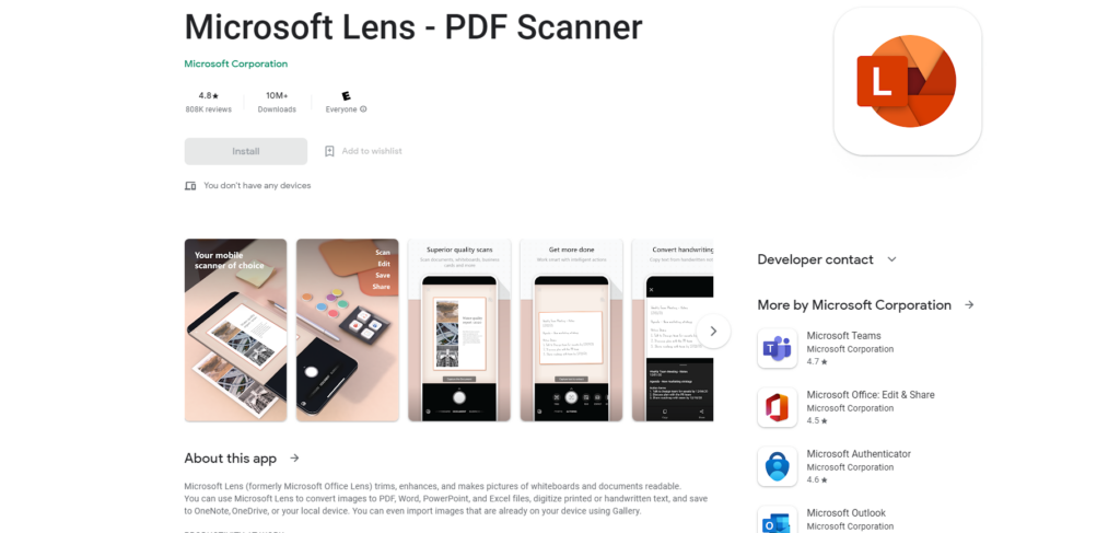 Microsoft Lens - eine Mobile Scanner-App