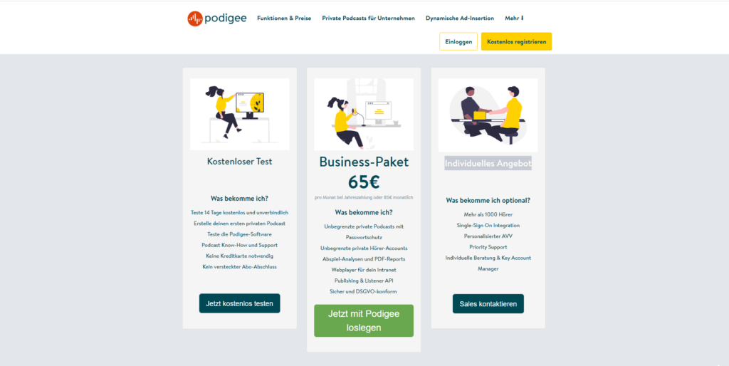 Podigee - Preisgestaltung Firmen-Podcast