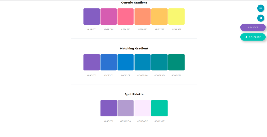ColorSpace - Anzeige der Farbpaletten und Farbverläufe