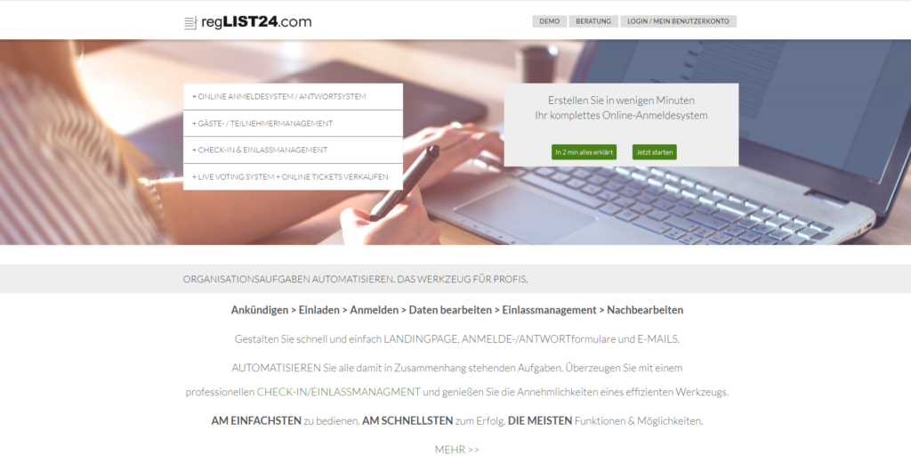 RegLIST24.com - ein Tool und Service für Onlineformulare und Landingpages