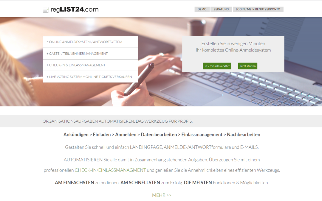RegLIST24.com - ein Tool und Service für Onlineformulare und Landingpages