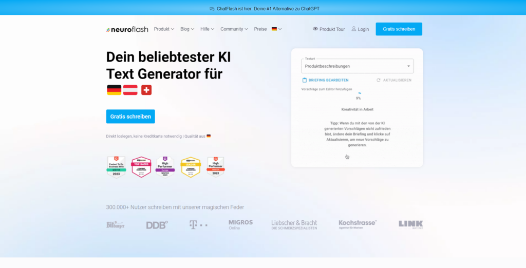 Neuroflash - eine deutsche ChatGPT Alternative